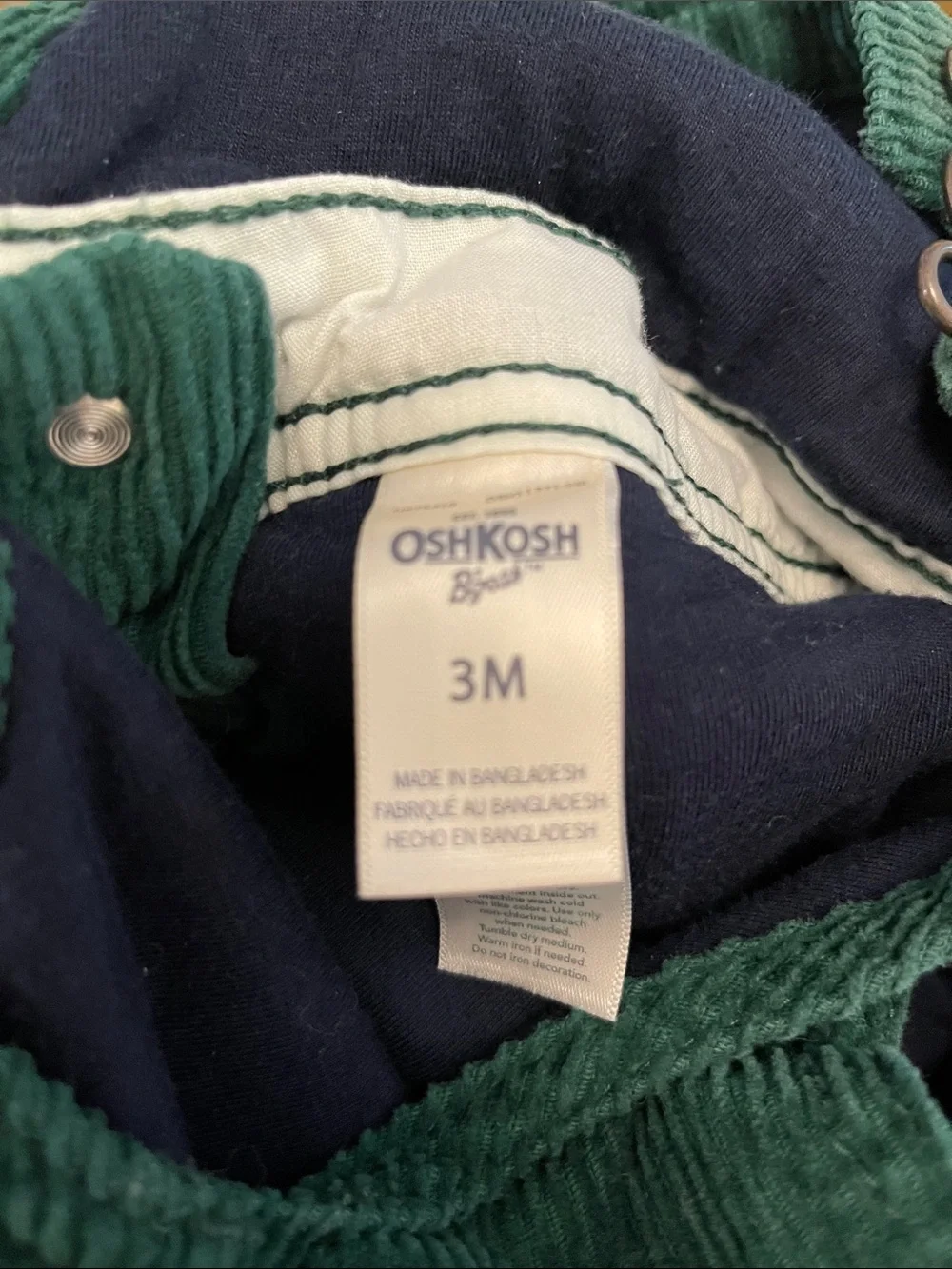 OshKosh B'gosh Forest Green Corduroy Kids Overalls Size 3 Months